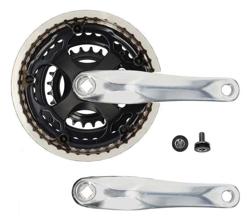 Afbeelding laden in galerijviewer, Lasco crankset 24 34 42t zilver zwart verdiept -4mm
