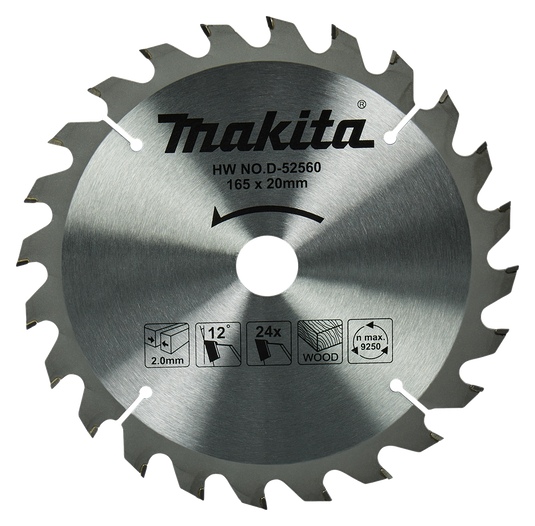 Makita accessoires cirkelzaagblad hout | standaard, 165x20x2,0 24t 3g - d-52560 - d-52560