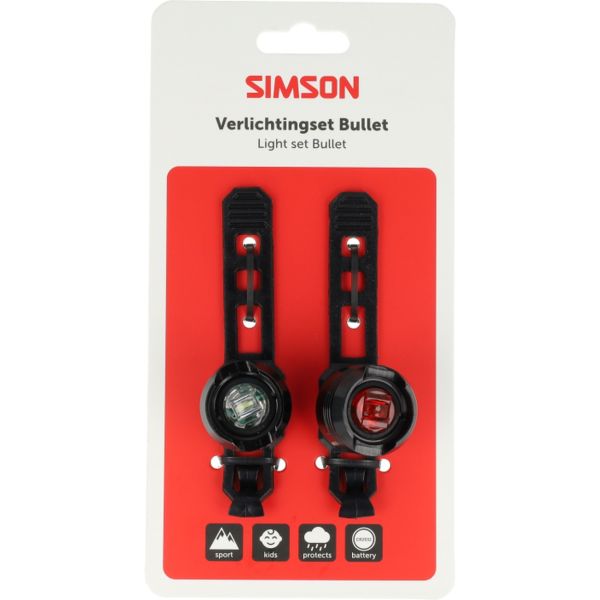 ギャラリービューアに画像をロードする, Simson verlichtingsset bullet batterij - zwart
