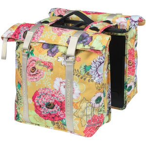 Basil Bloom Field dubbele fietstas, waterdicht, honey yellow, 35L