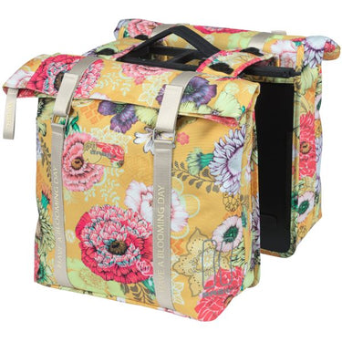Basil Bloom Field dubbele fietstas, waterdicht, honey yellow, 35L