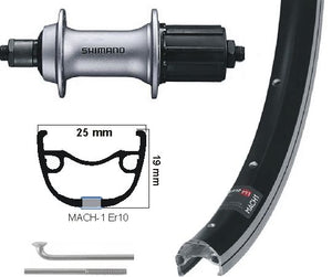 Kgs Achterwiel 28 inch (622) zwart-zilver cassette 8-9 speed uitval