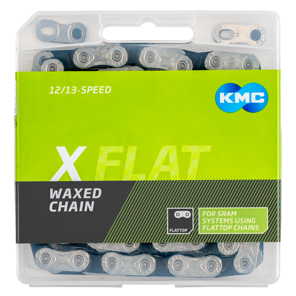 Afbeelding laden in galerijviewer, Kmc ketting x-flat waxed 12 13 speed - 126l - zilver zwart
