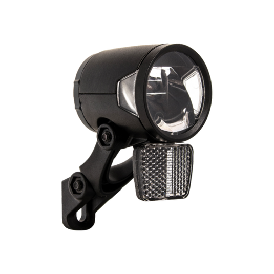 Koplamp Herrmans H-Black MR8 dynamo - aan uit functie -met houder - 180 lumen