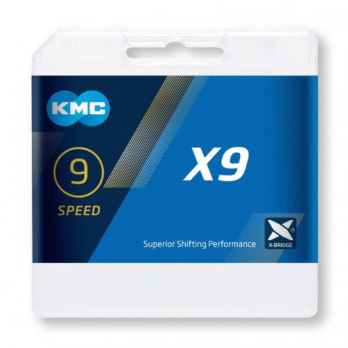 KMC X9 Grey fietsketting, 114 schakels, 9-speed, grijs