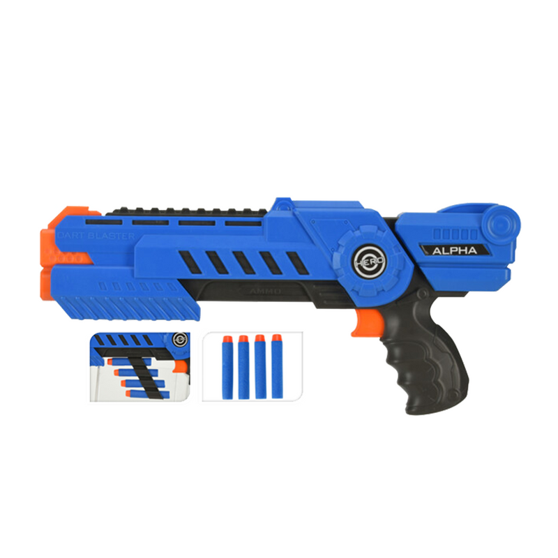Laden Sie das Bild in Galerie -Viewer, Dart gun alpha met 4 darts blauw 35,5cm

