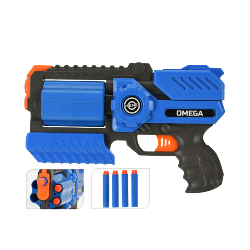 Laden Sie das Bild in Galerie -Viewer, Dart gun omega met 6 darts blauw 25cm
