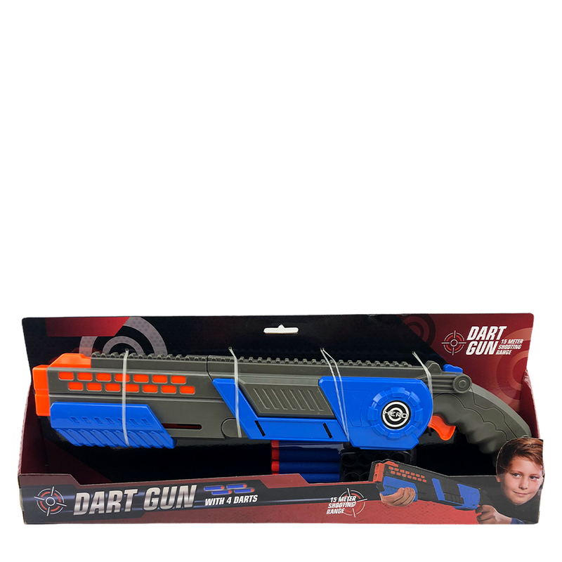 Laden Sie das Bild in Galerie -Viewer, Dart gun shotgun met 4 darts blauw 47,5cm
