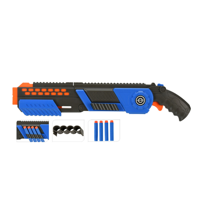 Laden Sie das Bild in Galerie -Viewer, Dart gun shotgun met 4 darts blauw 47,5cm
