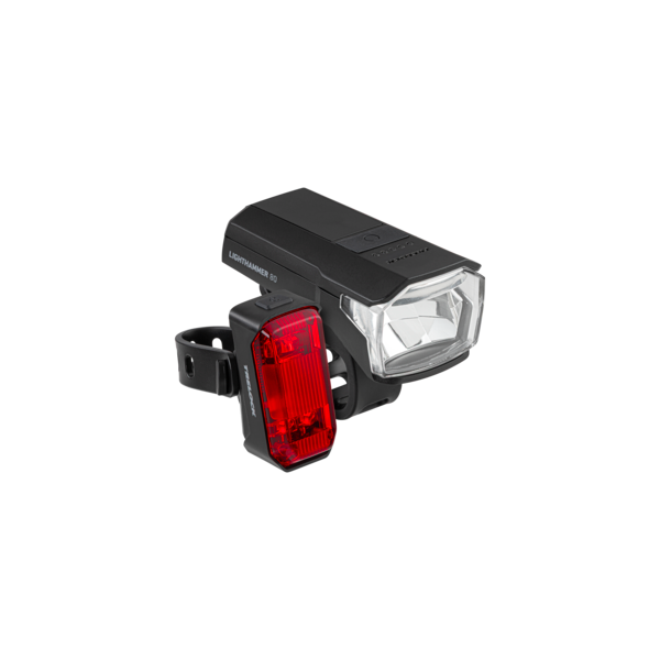 Afbeelding laden in galerijviewer, Trelock verlichtingsset lighthammer 80 usb set - 80 lux, zwart
