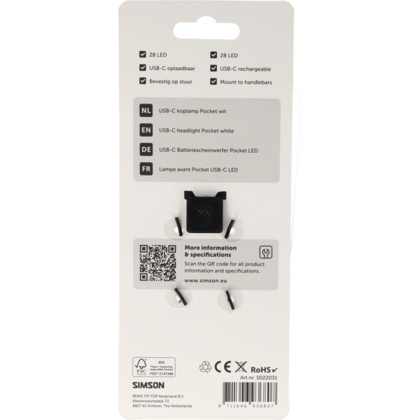 Cargue la imagen en el visor de la galería, Simson usb-c led lamp pocket wit
