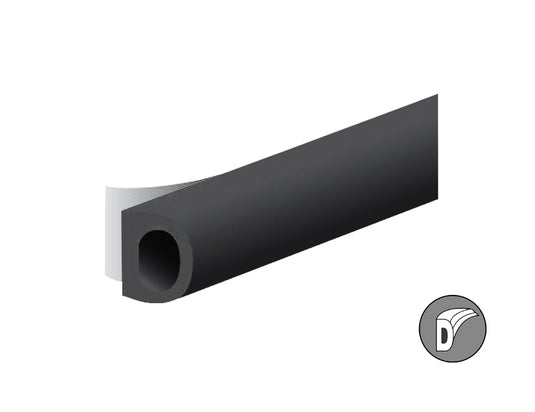 Ellen tochtband d-profiel - zwart - 8x6mm - 7.5m