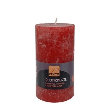 Dekor rustieke stompkaars rood 130 68mm