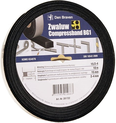 Den braven zwaluw compressband 10 4 10x20 mm 8m rol - 201718 - 201718