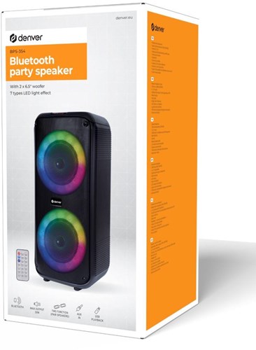 Cargue la imagen en el visor de la galería, Enzo denver bluetooth party speaker 200w oplaadbaar met lichteffect - 9510480
