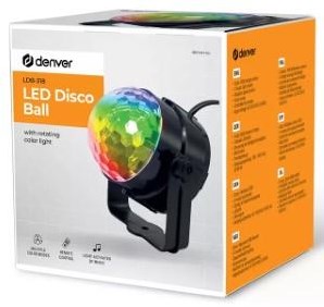 Enzo denver led partybol disco 4w 7 functies +ab zwart - 9700210