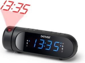 Enzo denver wekkerradio met projectie led dual alarm zwart + usb poort - 8140230