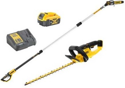 Dewalt 18v xr telescopische set | heggenschaar en kettingzaag | 1x 5.0ah en lader - dcmpsh56kit-qw - dcmpsh56kit-qw