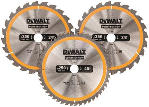 Dewalt accessoires cirkelzaagblad 3 pack 250x30mm : 2x dt1956-qz + 1x dt1957-qz - dt1963-qz