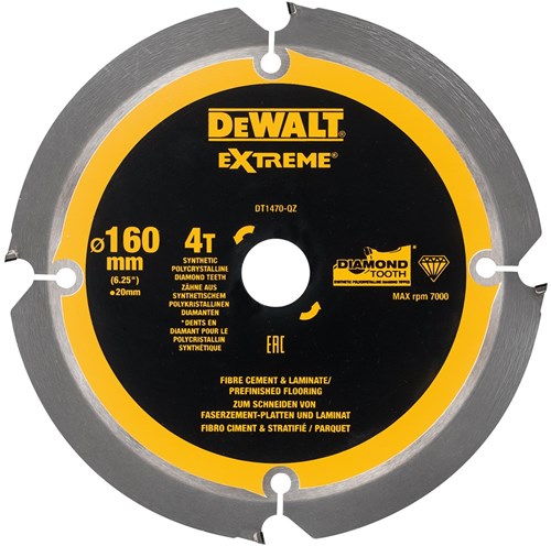 Dewalt accessoires cirkelzaagblad pcd laminaat vezelcement 160x20x4t - dt1470-qz