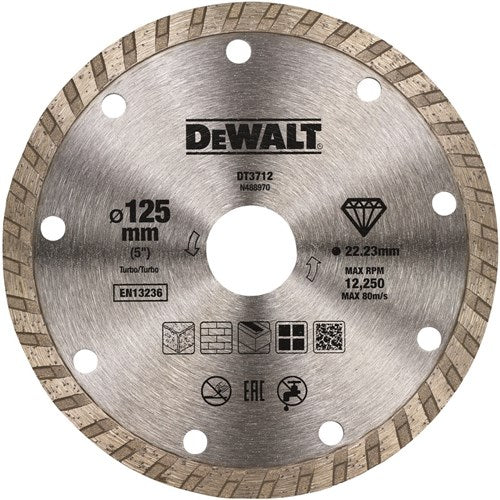 Dewalt accessoires diamantblad, turbo, ø125mm 22.2mm, universeel - dt3712-qz