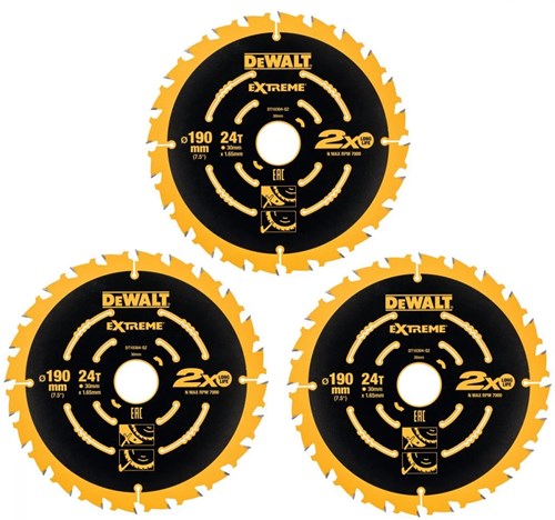 ギャラリービューアに画像をロードする, Dewalt accessoires dt10399-qz cirkelzaagbladen | 190 mm | 24 t | extreme framing | 3 stuks - dt10399-qz
