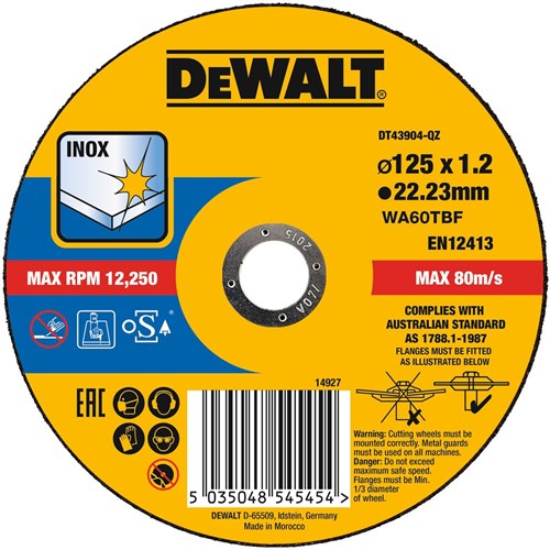 Dewalt dt43904 doorslijpschijf rvs 125mm