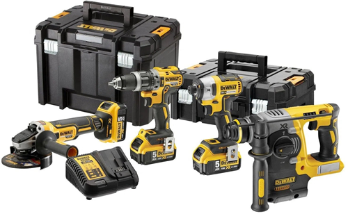 Load image into Gallery viewer, Dewalt dck422p3t accu set | dcd796 + dcf887 + dcg405 en dch273 in t-stak koffers | 18v 5.0ah li-ion - dck422p3t-qw
