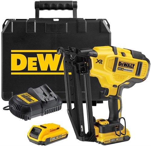 Dewalt dcn660d2 18v li-ion accu afwerk tacker set (2x 2.0ah accu) in koffer - 32-63mm - 16 gauge - koolborstelloos