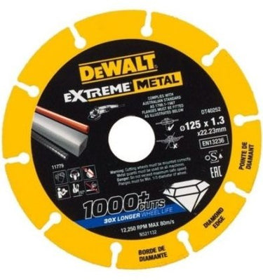 Dewalt accessoires dewalt dt40252-qz extreme diamantdoorslijpschijf voor metaal - ø 125 mm - meer dan 1000 snedes - constante zaagdiepte - voor staal, rvs en gietijzer