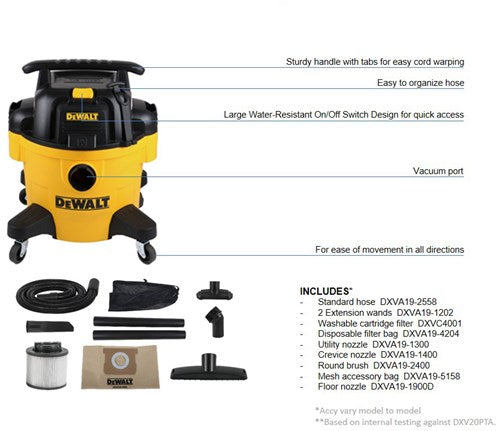 Chargez l'image dans la visionneuse de la galerie, Dewalt dxv20pta - 20l wet dry vac | nat- en droogstofzuiger | met pta - dxv20pta
