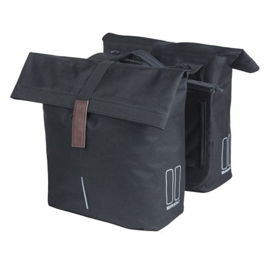 Basil dubbele fietstas city mik 28-32 liter - zwart