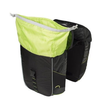 Basil Miles Double Bag - waterdichte dubbele fietstas, unisex, sportief, zwart-limoen