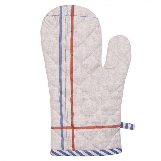 Clayre eef ovenhandschoen haan beige blauw 18x30cm
