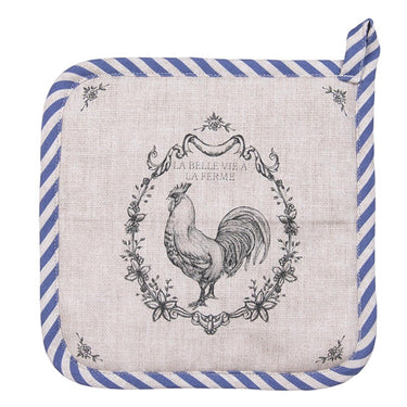 Clayre eef pannenlap haan beige blauw 20x20cm