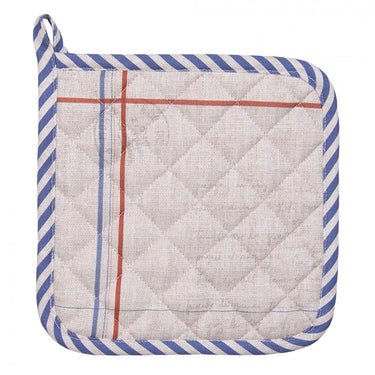 Clayre eef pannenlap haan beige blauw 20x20cm
