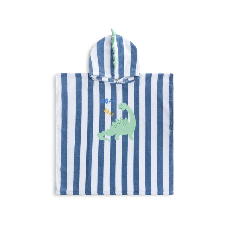 Load image into Gallery viewer, Dino | blauwe katoenen strandponcho 65 x 65 cm
