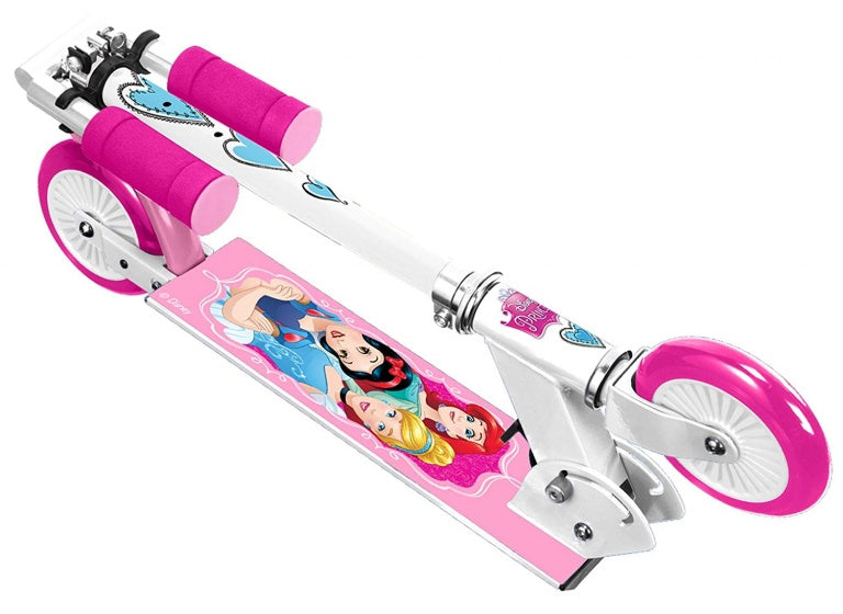 Load image into Gallery viewer, Disney 2-wiel Kinderstep Opvouwbaar Voetrem Wit Roze
