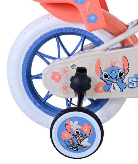 Load image into Gallery viewer, Disney Stitch Kinderfiets Meisjes 12 inch Creme Koraal Blauw
