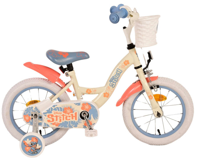 Load image into Gallery viewer, Disney Stitch Kinderfiets - Meisjes - 14 inch - Crème Koraal Blauw
