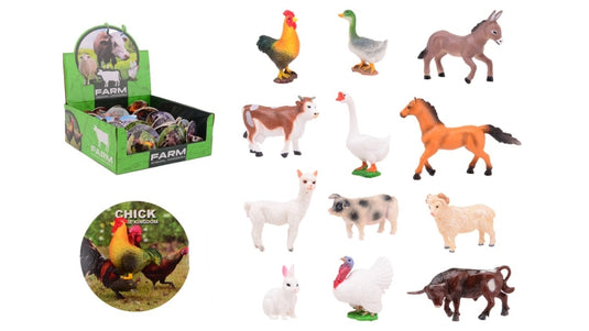 Johntoy display animal world boerderijdieren, 12 assorti