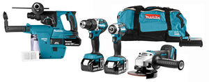 Makita dlx4103w 18 v combiset voor allround boor-, schroef- en slijpwerk 3x 5,0 ah accu's - dlx4103w