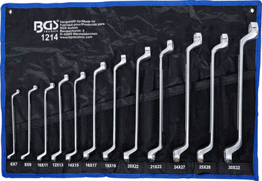 Bgs technic double ring wrench set cranked sw 6 x 7 - 30 x 32 mm 12 pcs.