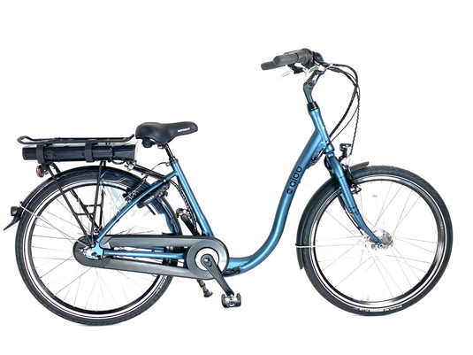 Kwadie aldo e-bike lage instap 28 - 46 cm. 7gvl - 9.0 ah 324wh led display 20 km h mystery blue mat