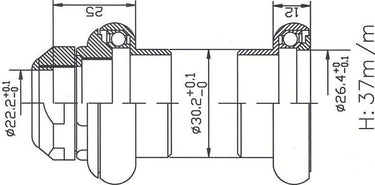 Tecora e balhoofdstel1 inch draad cartr alu 26.4 conus zilver