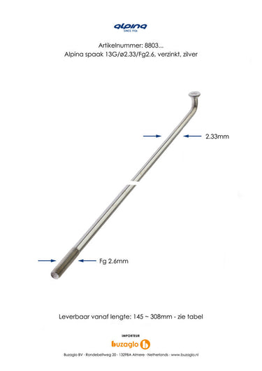 Alpina Spaken 13G (2,34mm) 230mm Zink (P36)