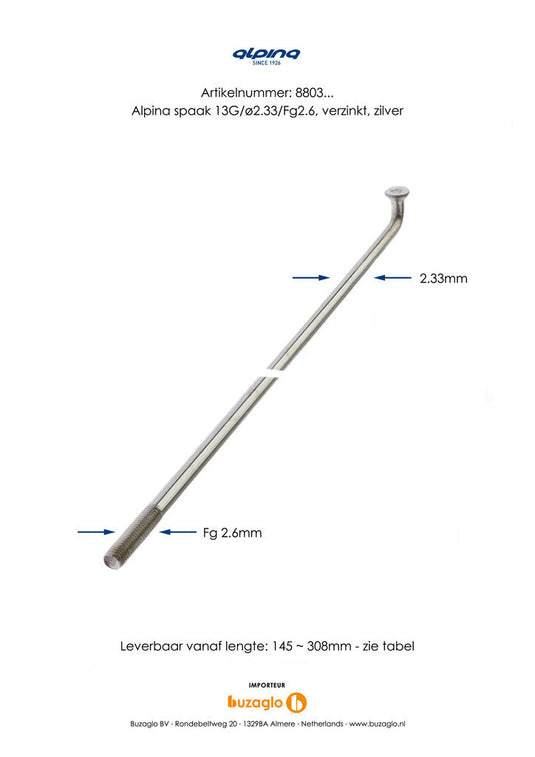 Alpina Spaken 13G (2,34mm) 230mm Zink (P36)