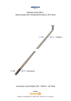 Alpina Spaken 13G (2,34mm) 266mm RVS (P36)