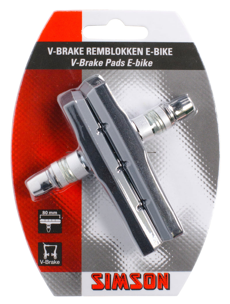 Afbeelding laden in galerijviewer, remblokken V-brake 80 x 13 mm zwart grijs 2 stuks

