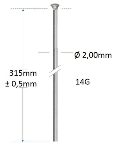 Buzaglo roveba 'spaak-op-maat' alpina spaak 14 rvs met rechte kop - per stuk